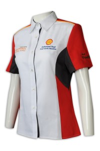 DS074 to sample making women's darts team shirt design short sleeve repair waist darts team shirt uniform company darts team shirt 45 degree
